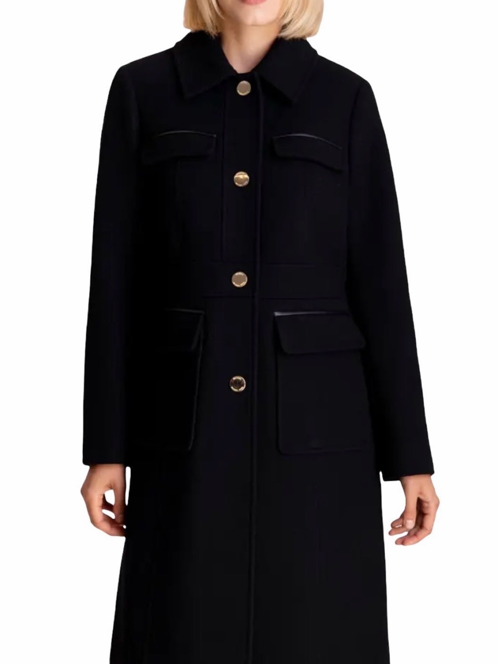 NWT Michael Kors Black Wool Blend Peacoat M